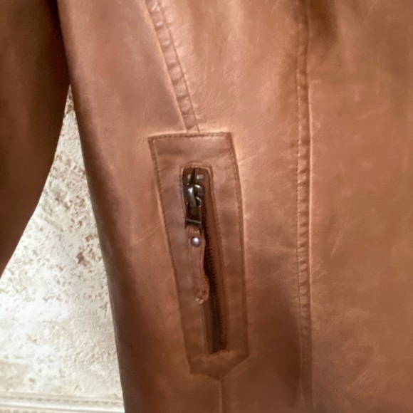 Mac studio Faux Leather Jacket - Camel/Brown - size M, NWT - Picture 5 of 7